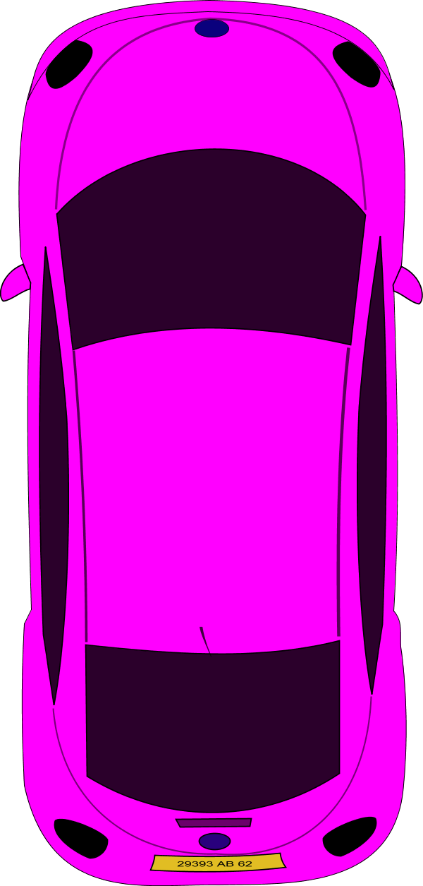 Vector Clip Art - Cartoon Car From Birds Eye View (600x1255)