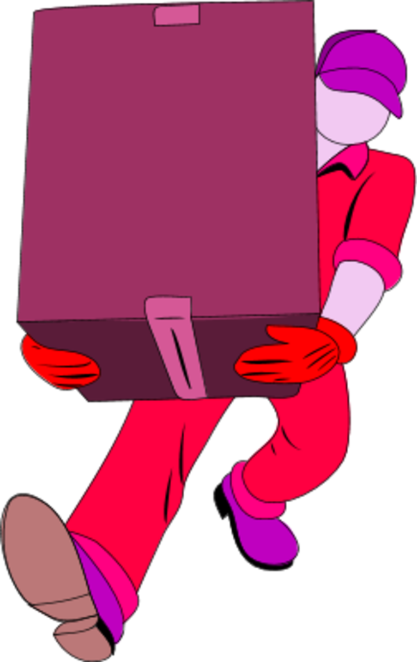 Warehouse Man Carrying A Closed Box - Delivery Clip Art (600x952)
