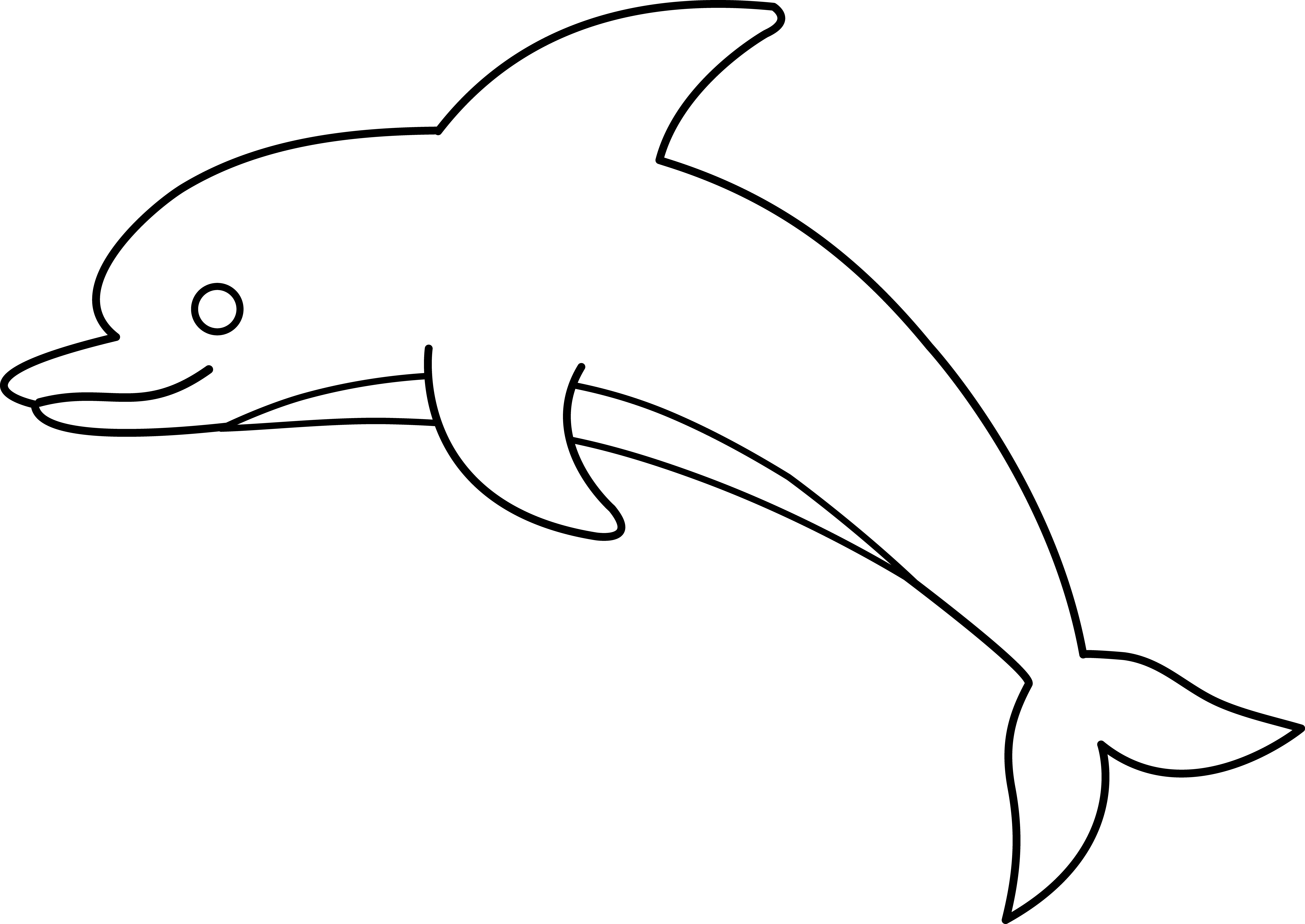 Jumping Dolphin Outline Dolphin Clipart 9czgrdgce - Dolphin Black And White Clipart (7652x5419)