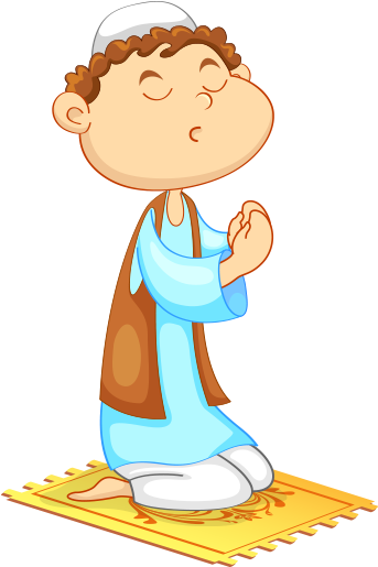 Clipart Namazlıkta Dua Eden Erkek Çocuk - Eid Mubarak Cartoon (504x600)