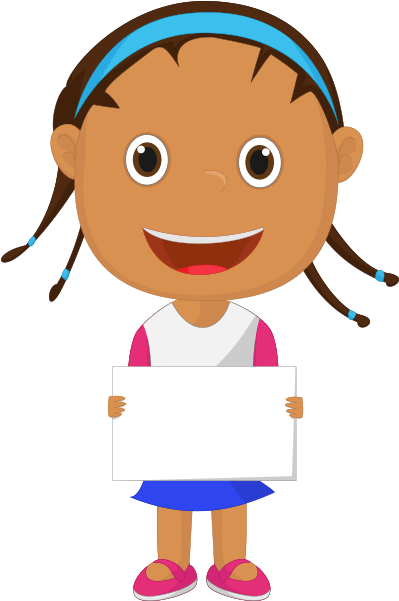 Clipart Boş Panolu Saçı Örgülü Esmer Kız Çocuk - Pigtail (450x600)
