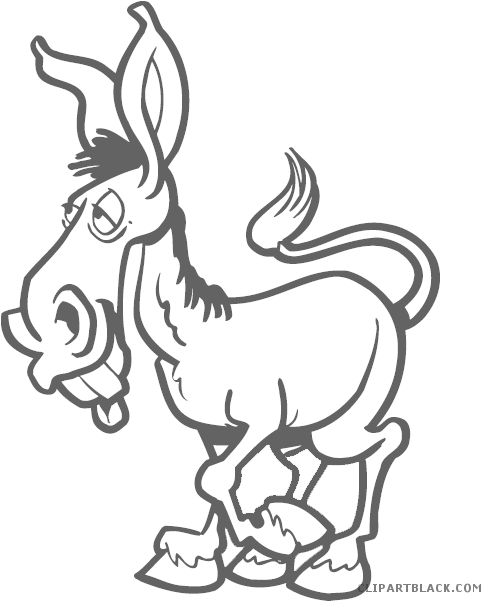 Cartoon Donkey Animal Free Black White Clipart Images - Donkey Cartoon Drawing (540x600)