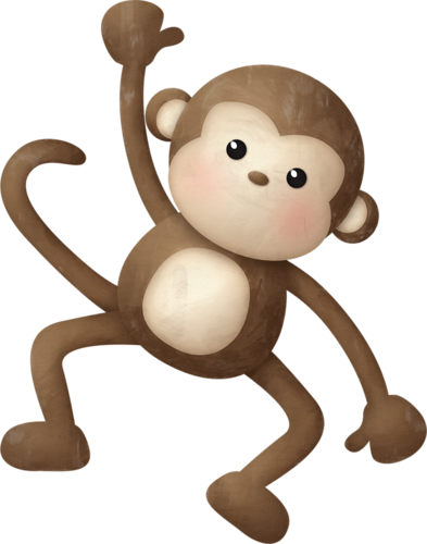 Wild Animals - Clip Art Of Hanging Monkey (393x500)