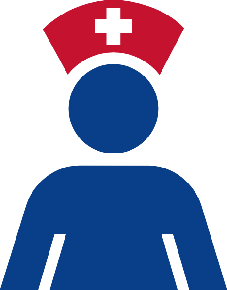 Red And Blue Nurse Icon Clip Art At Clker - Nurse Clipart Black And White (468x599)