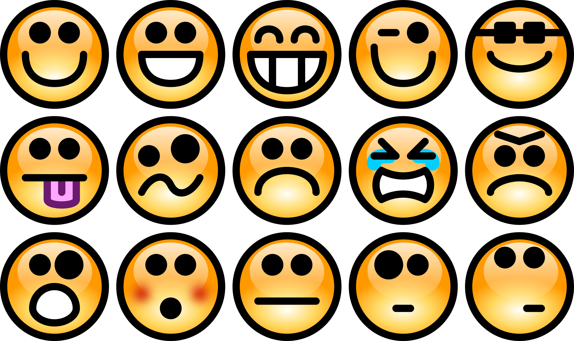 Smiley Set 3 - Clip Art Mental Health (2400x1428)
