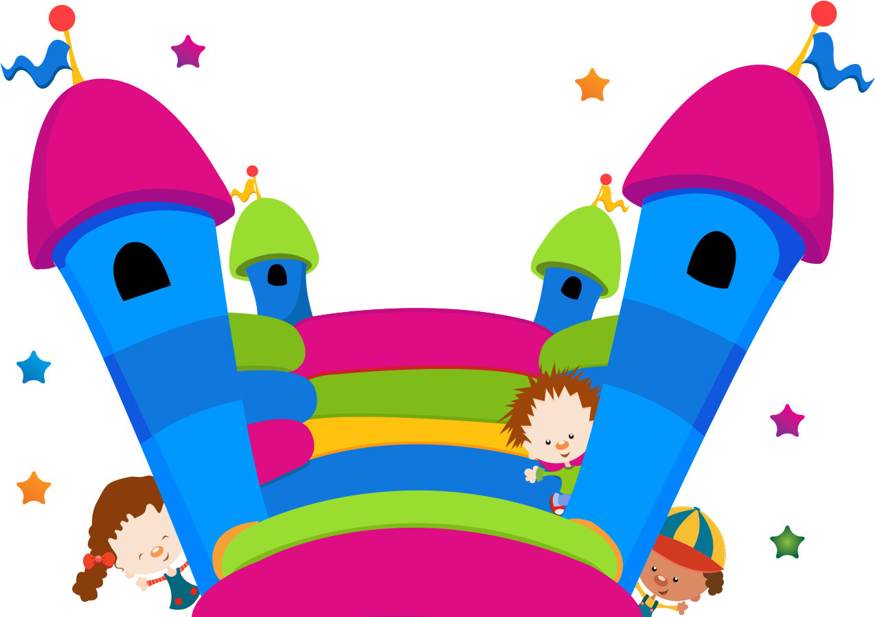 Boy Jumping Clip Art - Bouncy Castle Clipart Png (1324x968)
