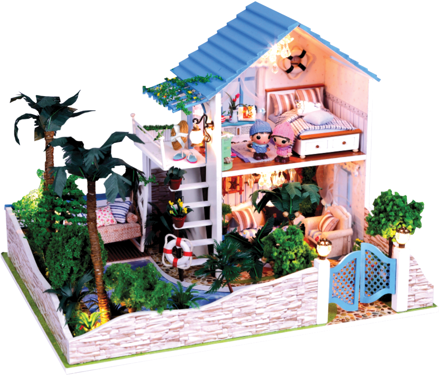 Full House, Musical Summer - Diy Sweet Home Wooden Kids Toy Dollhouse W/ Led's (1542x1333)