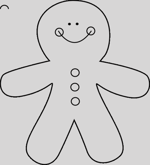 Black And White Gingerbread Man Clip Art Person Clipart - Line Art (500x550)