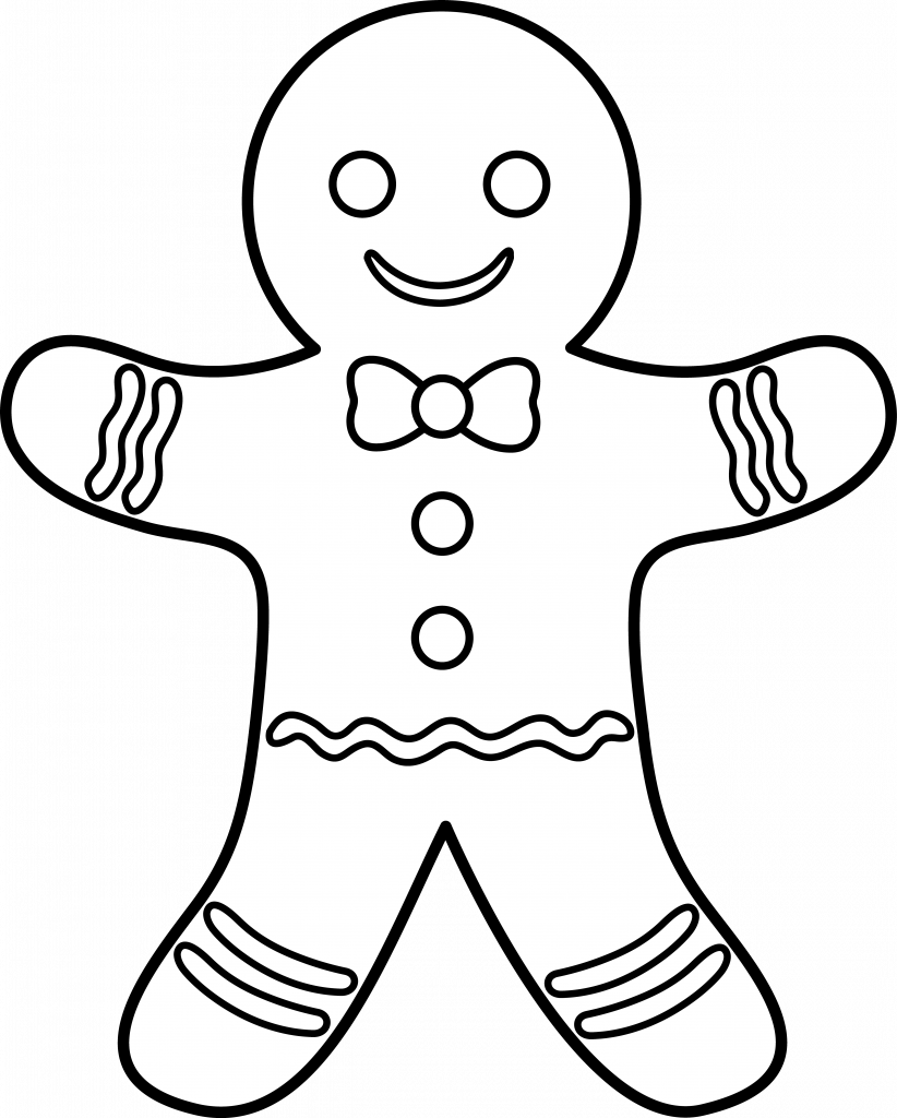 Mainstream Gingerbread Men Coloring Pages Christmas - Colour In Gingerbread Man (822x1024)
