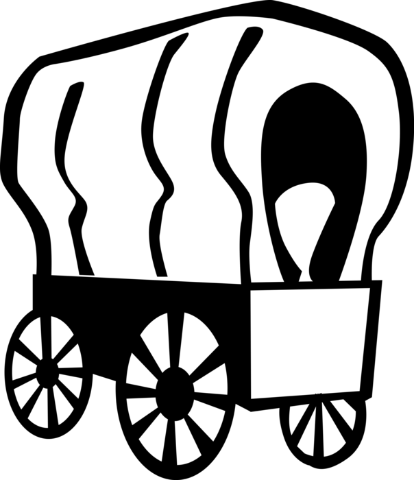 Vector Illustration Of American Old West Chuck Wagon - Clip Art (604x700)