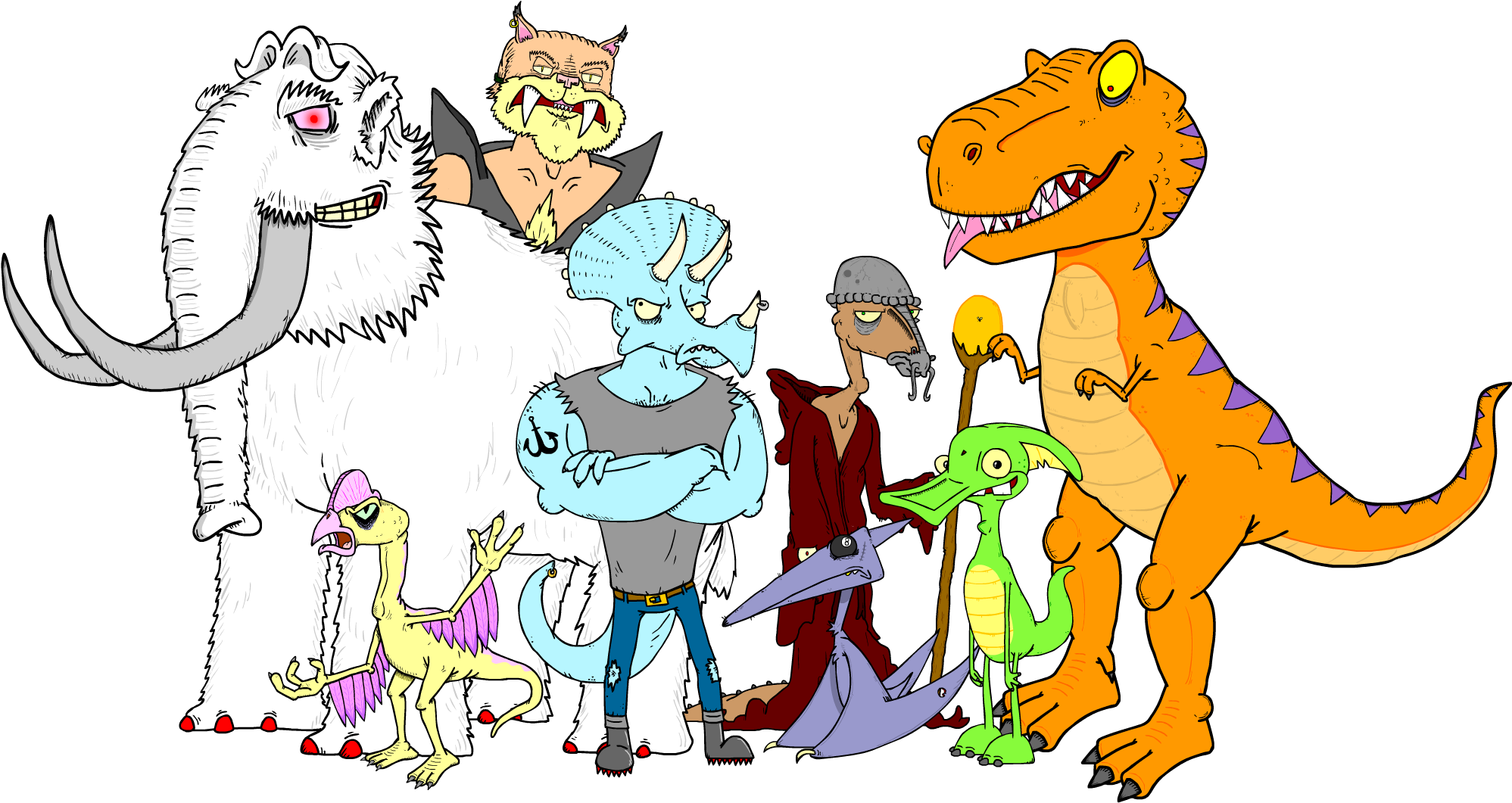 Dino-artwrath Of The Dinosaurs Cast [dino Art][oc] - Cartoon (2100x1100)
