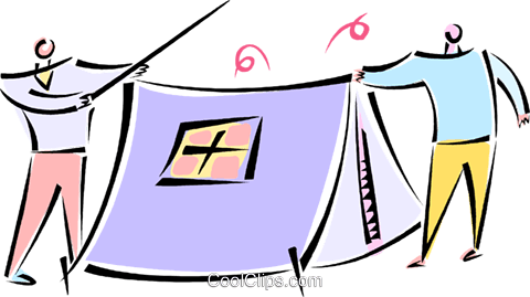 Two Men Putting Up A Tent Royalty Free Vector Clip - Cartoon (480x269)