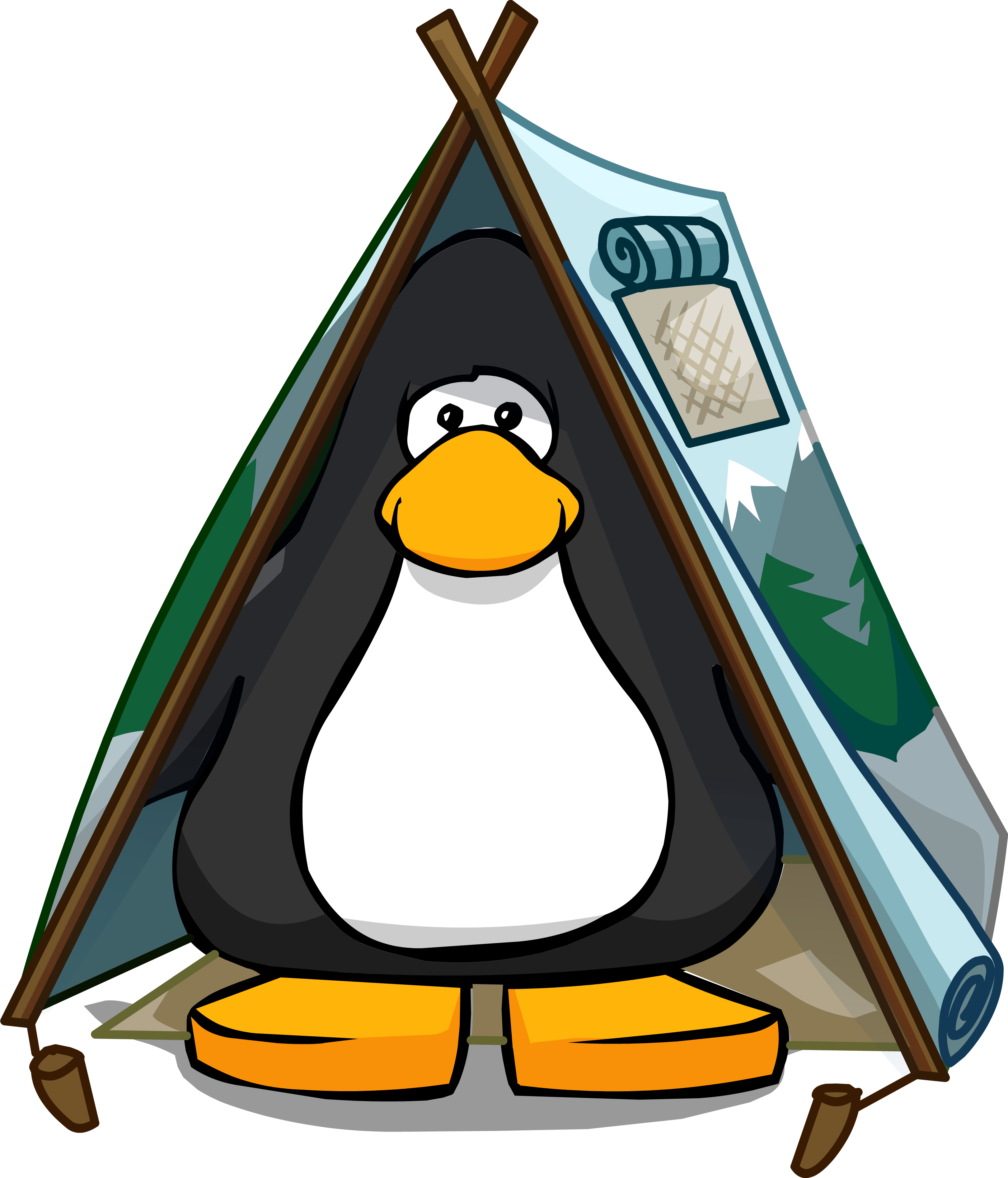 Winter Tent On A Player Card - Penguin Playing Saxophone (3239x3785)