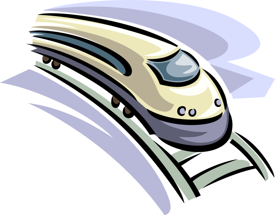 Vector Illustration Of High Speed Bullet Train Rail - Vector Illustration Of High Speed Bullet Train Rail (895x700)