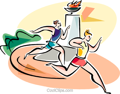 People Running Race Royalty Free Vector Clip Art Illustration - People Running Race Royalty Free Vector Clip Art Illustration (480x378)