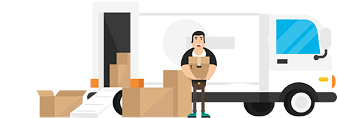 Online Shipping Services - Delivery Man Vector (600x209)