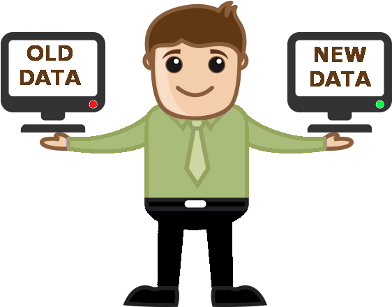 Old Data Converted To New Modern Data - Finance Man Cartoon (569x451)