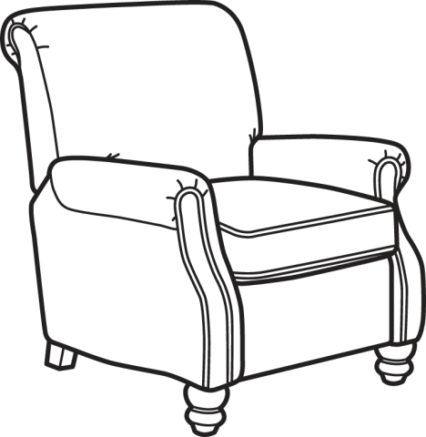Fabric High-leg Recliner Without Nailhead Trim - Draw A Recliner Easy (468x480)