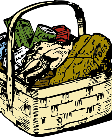 Christmas Food Baskets Delivered - Basket Of Food (380x462)
