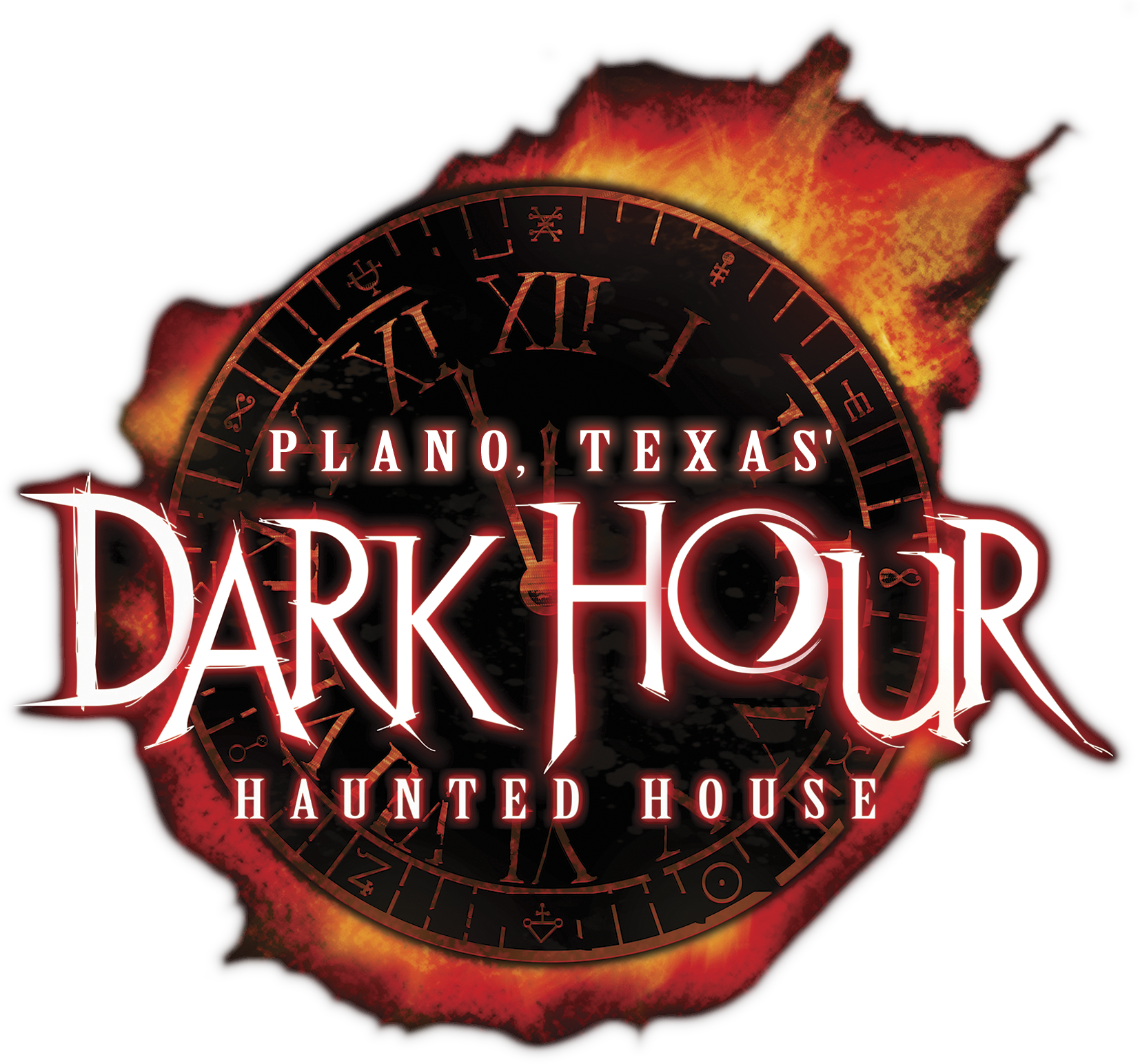 Scaryland. Dark hours. Haunted logo. Plano logo. Haunted PNG logo.