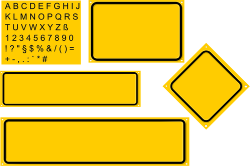 Vector Illustration Of Yellow Postage Label Templates - Yellow Rectangular Road Signs (500x333)