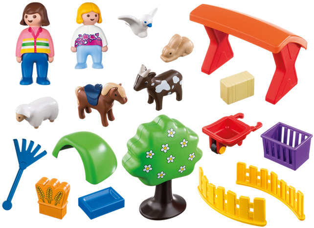 Montreal Playmobil Petting Zoo Building Kit - Playmobil 6963 1.2.3 Petting Zoo With 5 Animals Toy (700x700)