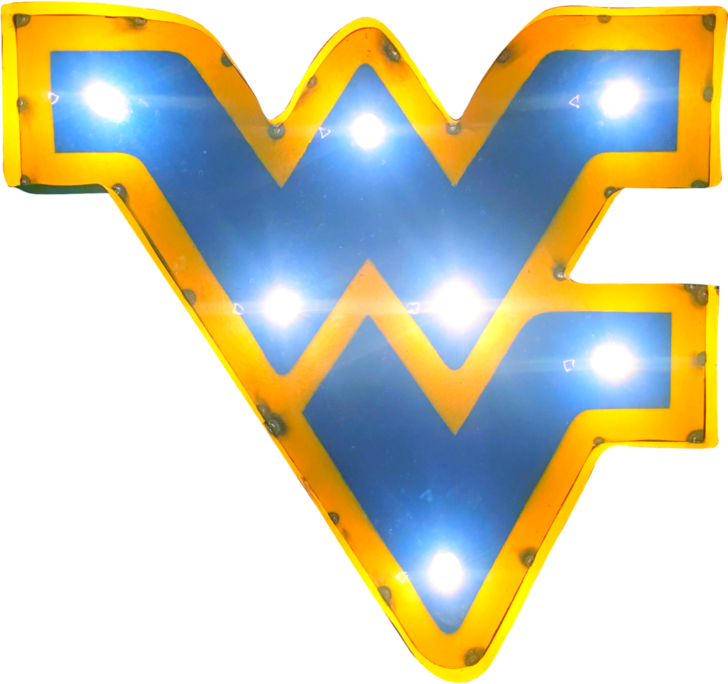 West Virginia University "wv" Lighted Recycled Metal - West Virginia University "wv" Lighted Recycled Metal (1024x1024)