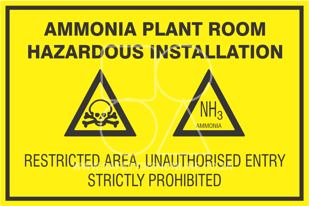 Custom Ammonia Plant Room Hazardous Installation Sign - Signs (1000x1000)