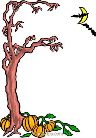 Halloween Pumpkins With Tree Royalty Free Vector Clip - Halloween (333x480)