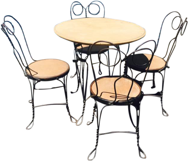 1930's Ice Cream Parlor Chairs And Table Set On Chairish - Ice Cream Parlor (701x601)