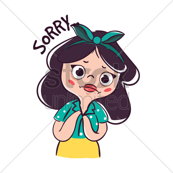 Cartoon Girl Feeling Sorry Vector Image - Illustration (600x600)