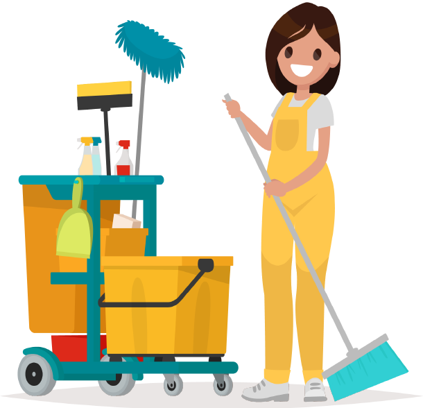 Looking For A Cleaner - Janitor Clipart Woman (610x588)