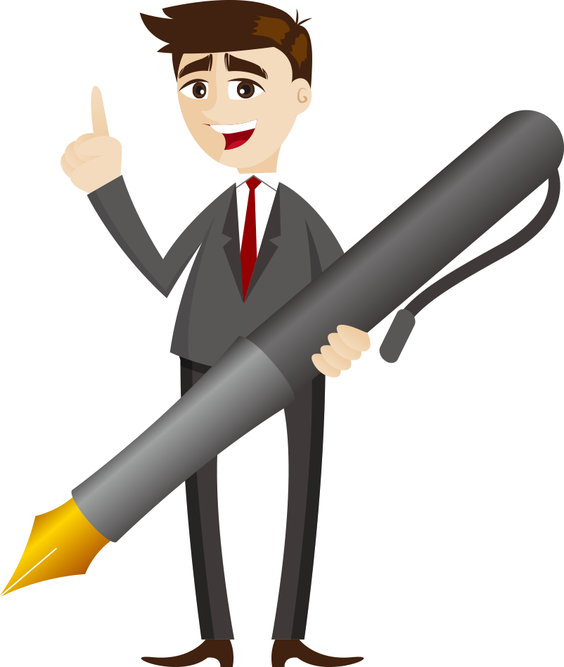 Broom Cleaner Cleaning Illustration - Cartoon Man With Pen Png (802x949)