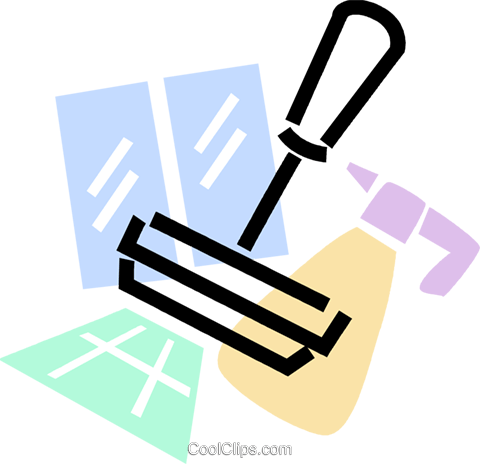Window With Cleaning Supplies Royalty Free Vector Clip - Graphic Design (480x464)