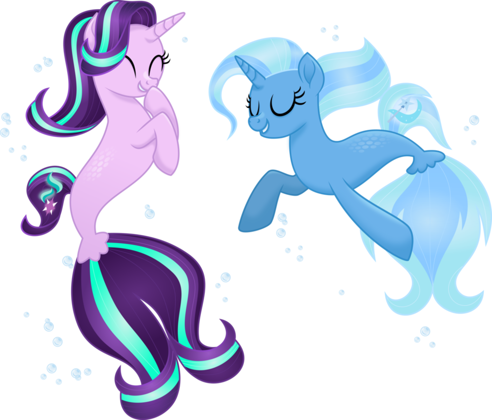 Starlight And Trixie By Limedazzle - My Little Pony Seapony (968x826)
