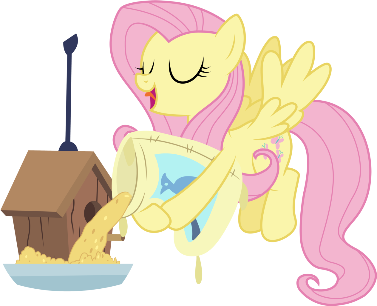 Cloudyglow, Bird Feed, Bird House, Eyes Closed, Fluttershy, - Mlp Fluttershy With Birds (1277x1024)