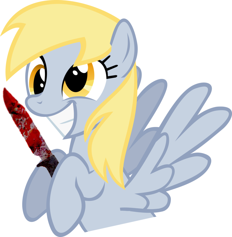 Bloody Knife, Derpy Hooves, Female, Knife, Mare, Pegasus, - Drawing (884x904)