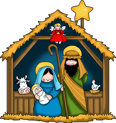 Come And Celebrate The Christmas Season As Mary, Joseph, - Nativity Scene Clipart (401x428)