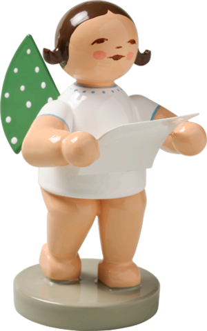 Angel Musician With Sheet Of Music - Wendt & Kuhn Brunette Hand Painted Grunhainichen (300x480)