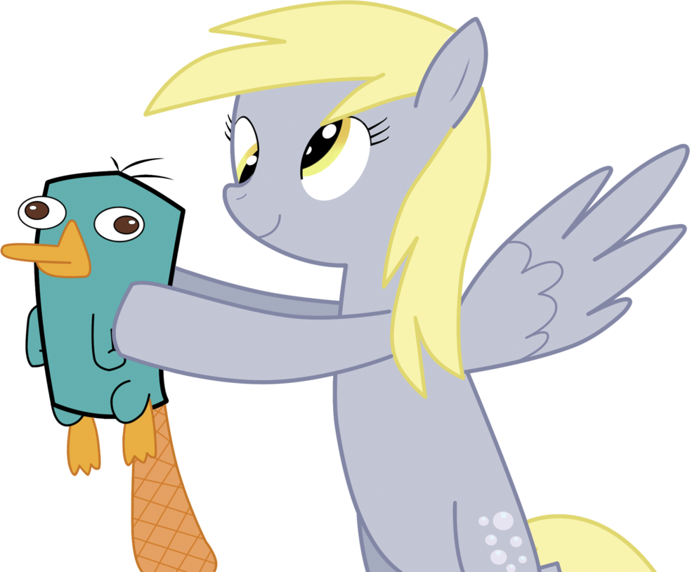 Cawinemd, Crossover, Derpy Hooves, Female, Mare, Pegasus, - Perry The Platypus Cute (982x814)