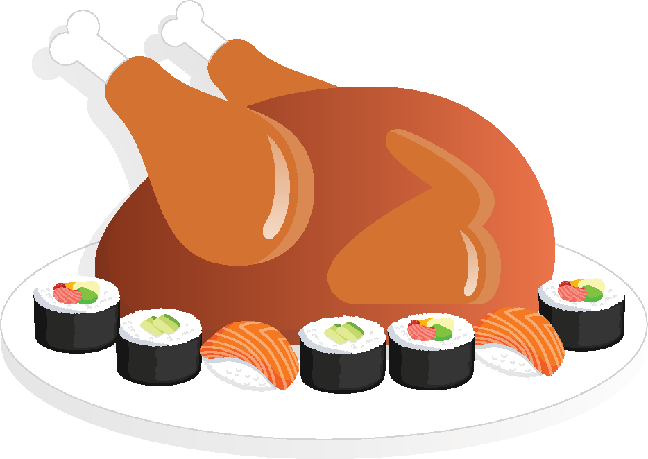 Both Turkey And Tofu Are Welcome At My Thanksgiving - Sushi Ocean (934x662)