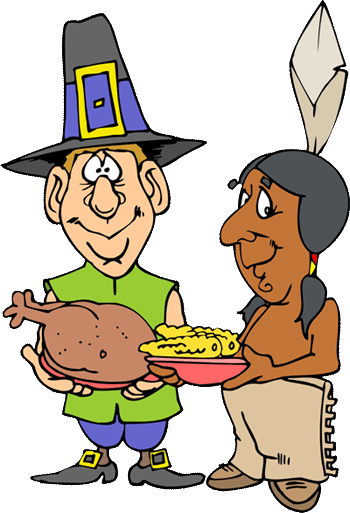 Deer Meat, Turkey And Pumpkin - Pilgrims And Indians Gif (350x513)