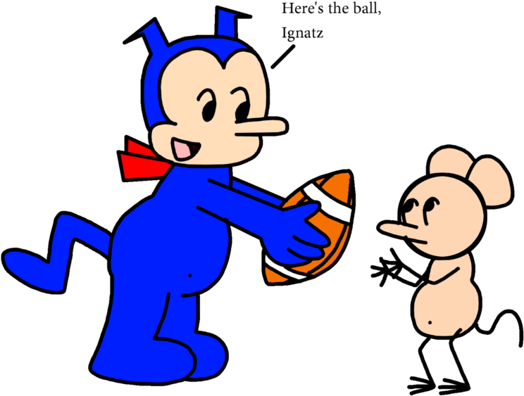 Krazy Kat Gives A American Football To Ignatz By Marcospower1996 - Cartoon (894x894)