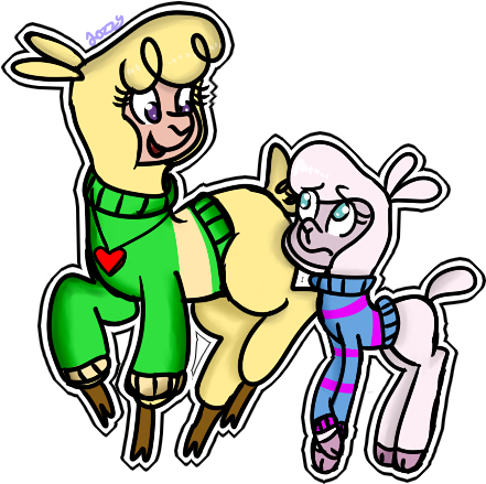 Apple-jazzy, Chara, Community Related, Frisk, Lamb, - Cartoon (540x540)