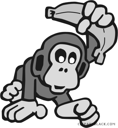 Funny Monkey Animal Free Black White Clipart Images - Monkey Car Wash (391x424)