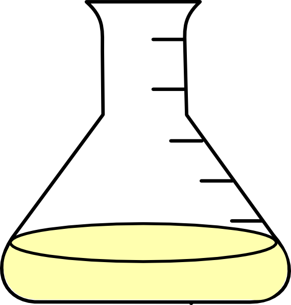 Yellow Flask Clip Art At Clker - Erlenmeyerova Baňka (570x597)