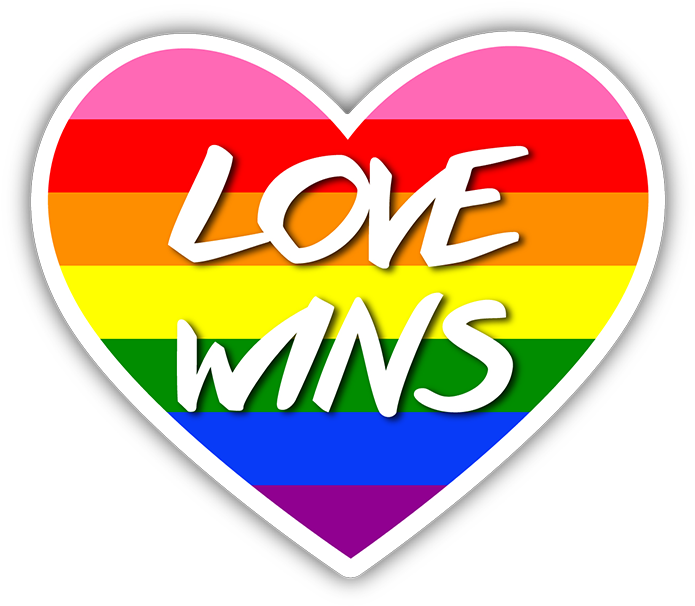 Love Wins Gay Pride Heart Flag Sticker - Dave Franco (720x720)