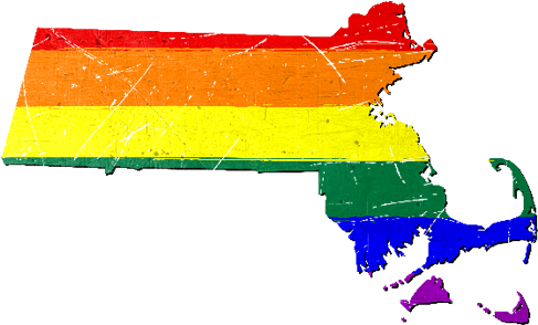 Massachusetts Silhouette Lgbt Pride Flag - Massachusetts Rainbow Throw Blanket (500x500)
