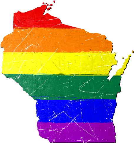 Wisconsin Silhouette Lgbt Pride Flag - Map (500x500)