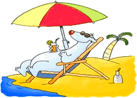 Cartoon Summer Break Clipart - Relaxing On The Beach Clipart (460x328)